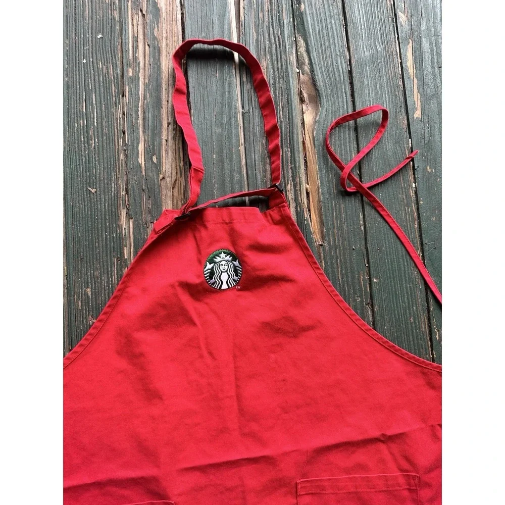 Starbucks Coffee Barista RED APRON 2-Pocket - Good Used Condition Christmas